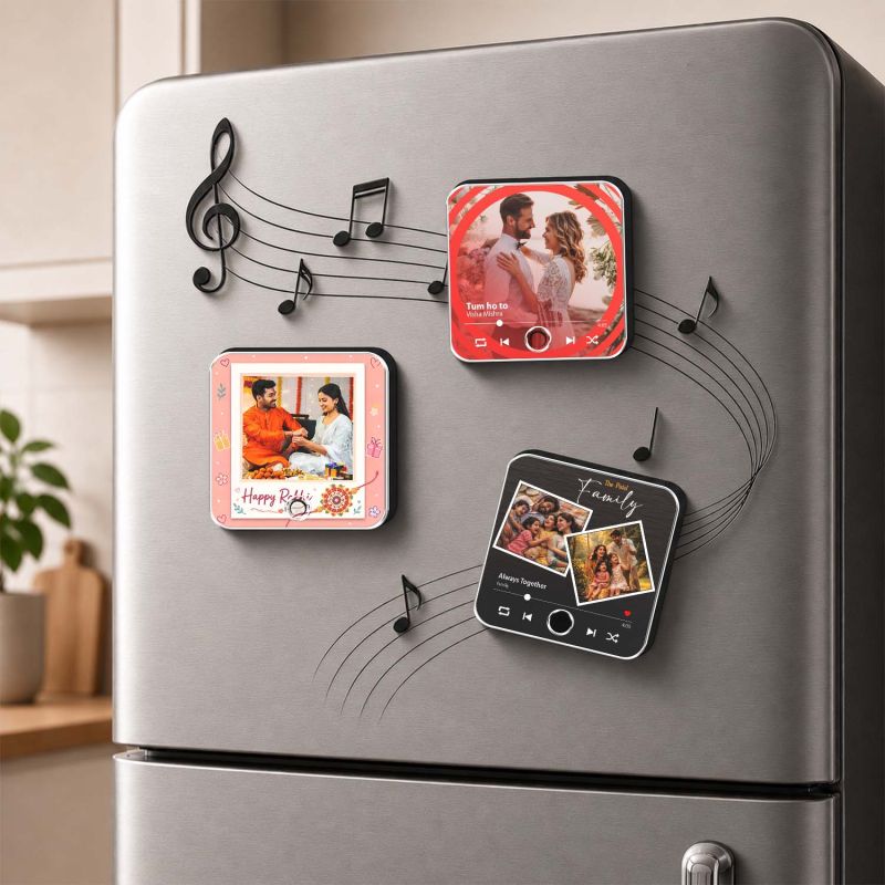Custom Raksha Bandhan Musical Fridge Magnet Personalized Photo Song & Voice Message Gift  Rakhi Surprise for Siblings